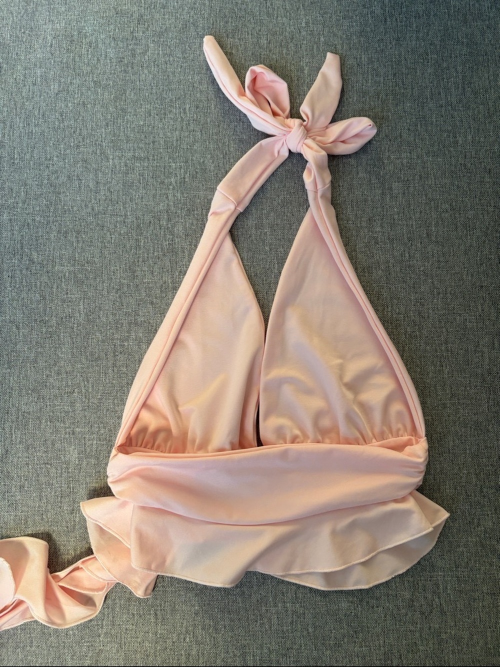 Backless Soft Pink Halter Tie-Back Top - Picture 2 of 3